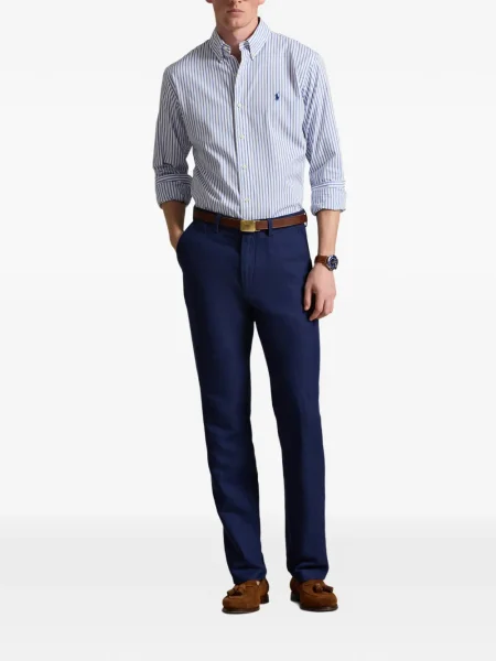 Dlouhá pruhovaná s límcem kšiltovka Polo Ralph Lauren modrá