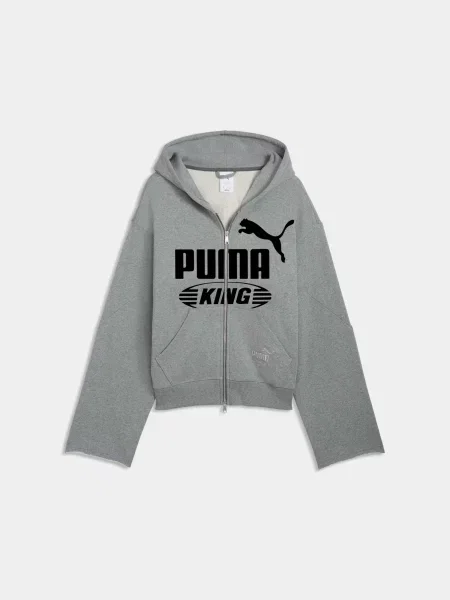 Спортивна кофта PUMA King Full-zip Hoodie комбінований верх сірий