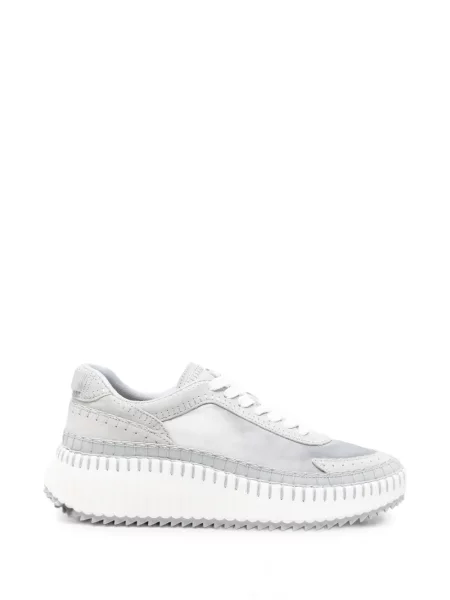 Sneakerși Chloé Nama cu șireturi din dantelă gri