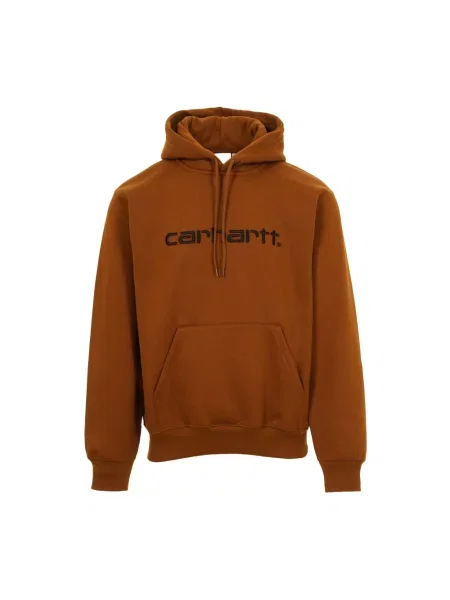 Bluza z kapturem Carhartt Wip z kapturem z logo brązowa
