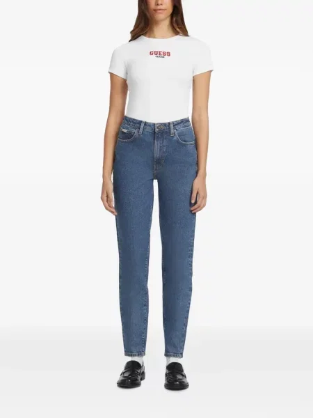 Tricou Guess cu autograf alb