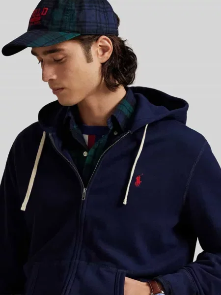 Bluza rozpinana Polo Ralph Lauren polarowa z logo granatowa