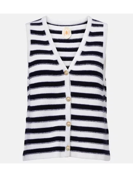 Vestă Jardin Des Orangers din cașmir cu dungi alb