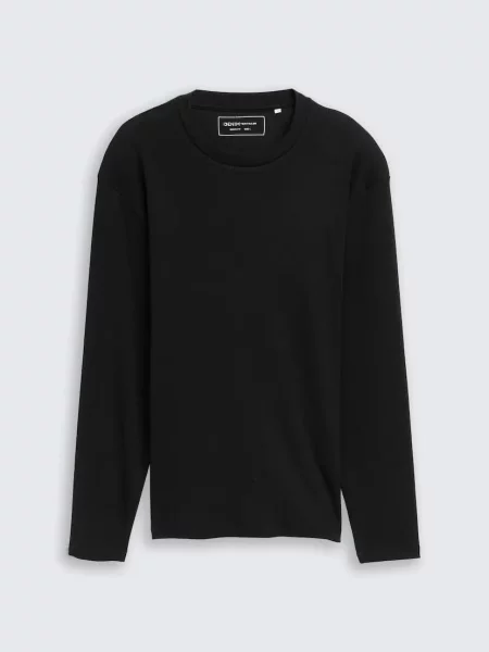 KOSZULKA DŁUGI RĘKAW TOM TAILOR LONGSLEEVE L czarna