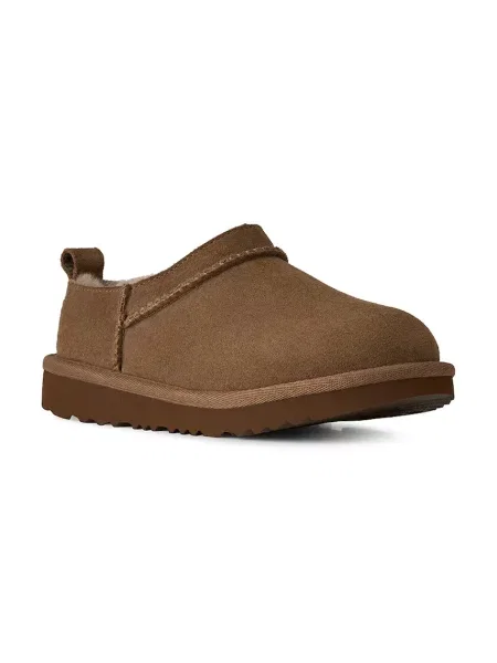 UGG cizme de zăpadă pentru copii din piele întoarsă CLASSIC MICRO maro