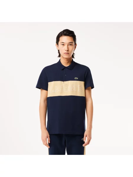 Lacoste Koszulka Polo Z Blokadą Koloru Regular Fit granatowa