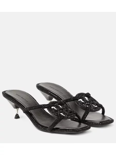 Sandali Tory Burch iz semiša črna