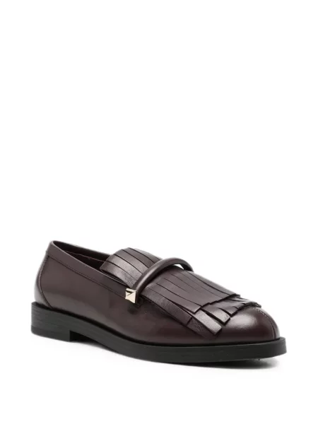 Kožené loafers Jimmy Choo s třásněmi hnědé