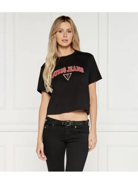 Guess Jeans Póló | Cropped Fit fekete