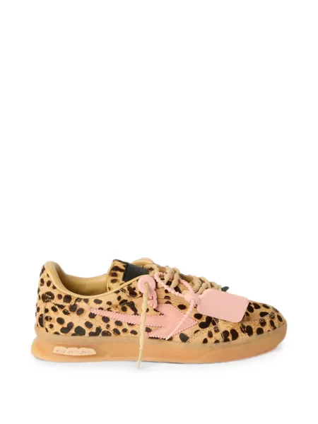 Sneakerși Off-white cu imagine cu model leopard alb