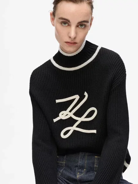 Karl Lagerfeld pulover de lână negru