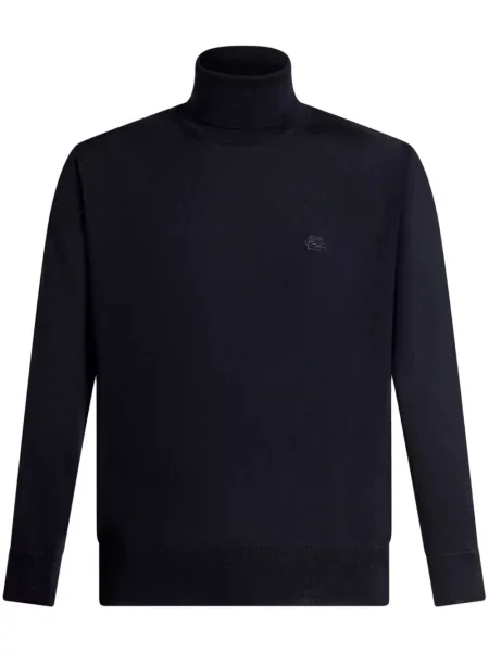 Pulover Etro cu broderie de lână albastru