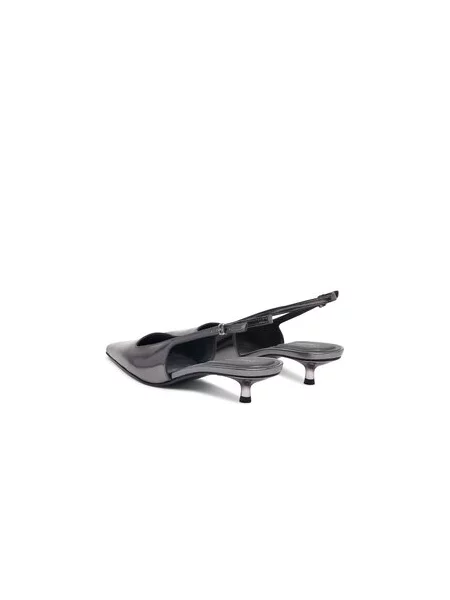 Bateliai Calvin Klein Kitten Heel Pump Sling Mirr Lth Sidabrinė