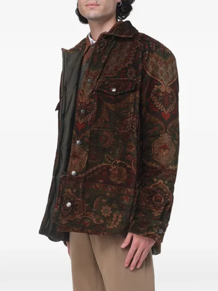 Μπουφάν Etro κοτλέ με σχέδιο paisley καφέ