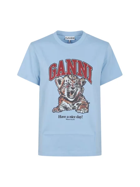 Koszulka Ganni w tygrysie prążki niebieska