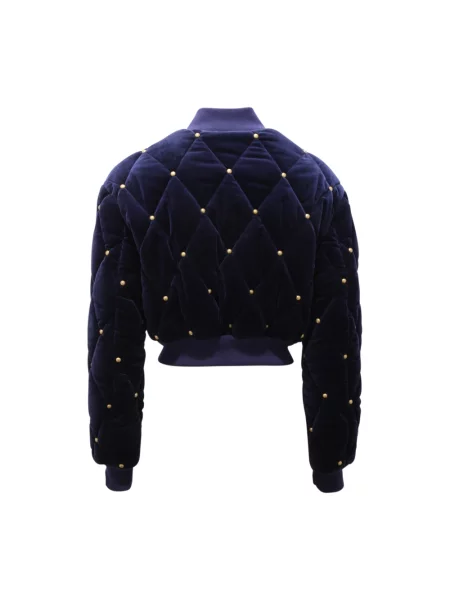 Aksamitny kurtka bomber Moschino niebieski