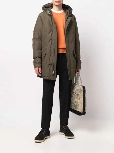 Parka Woolrich aukšta apykaklė žalia