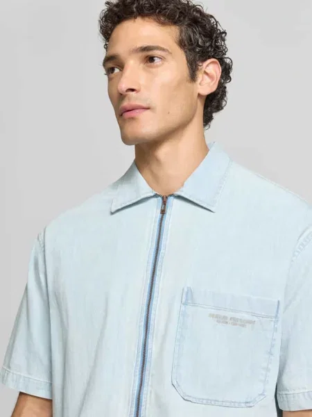 Koszula jeansowa o kroju regular fit z czystej bawełny model CAMICIA' Armani Exchange niebieska