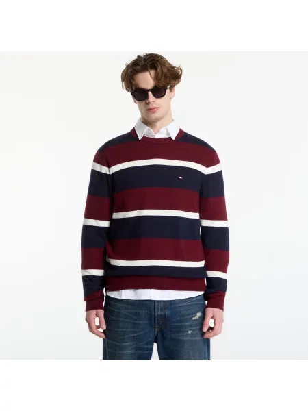 Пуловер Tommy Hilfiger Pima Organic Cotton Cashmere Crew Neck Burgundy/ Navy Blue/ Ivory Petal XL синьо