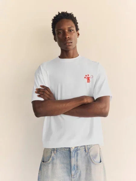 Pull&Bear Tričko YEHA WORKER MAYO červená biela