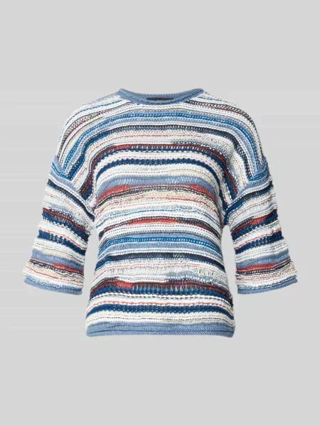 Sweter Oui z krótkim rękawem z cekinami biały