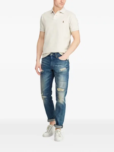 Matlasat tricou polo Polo Ralph Lauren cu decolteu rotund cu autograf roșu