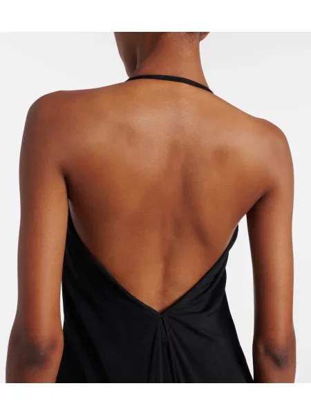 Rochie maxi Alaïa din jerseu cu gât halter negru