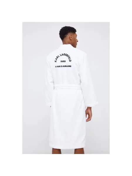 Szlafrok Karl Lagerfeld frotte z logo biały