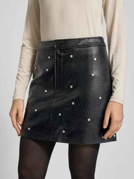 Spódnica mini z imitacji skóry model ‘Altari’ Mbym czarna