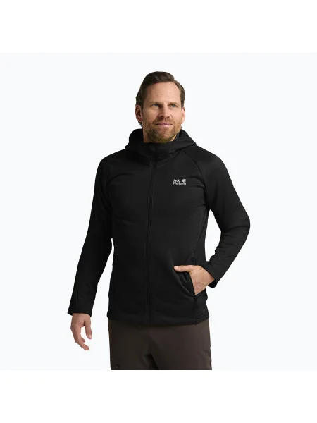 Мъжки туристически суитшърт Jack Wolfskin Peak District с качулка и черно