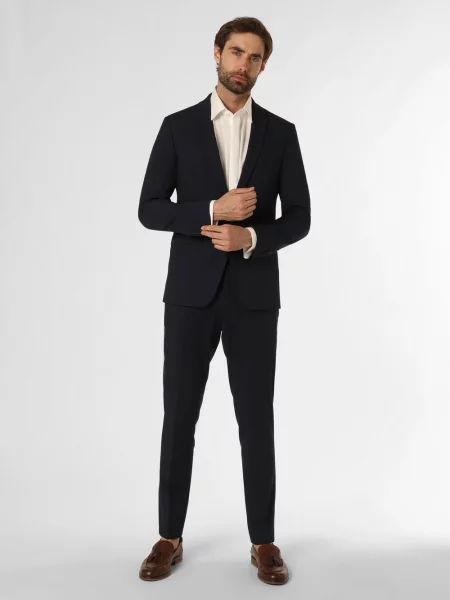 Mc Earl Garnitur Mężczyźni Slim Fit jednolity 48 niebieski