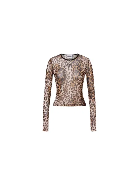 Top Moschino w panterkę z siateczki brązowy