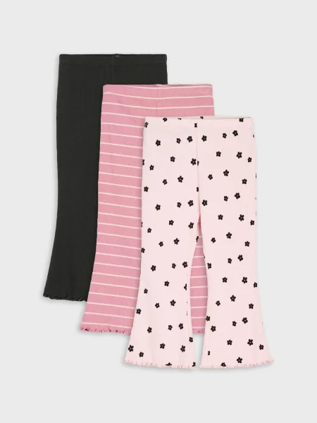 Sinsay legíny flare z žebrovaného úpletu 3 pack pastelová růžová