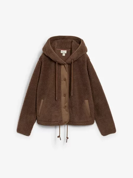 Bluza rozpinana z kożuszkowego polaru brązowa