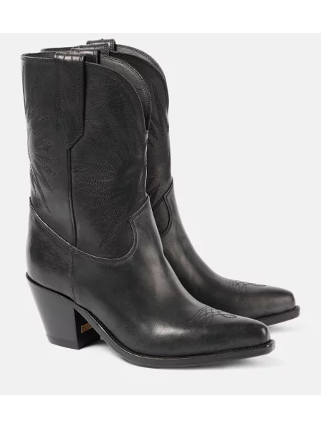 Botine Golden Goose din piele cowboy negru