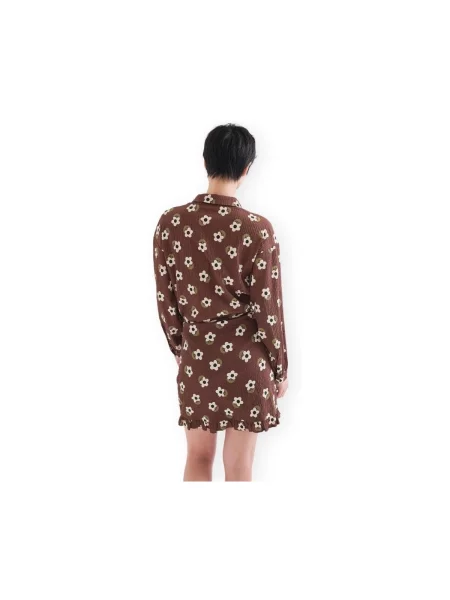 Cămașă Compania Fantastica cu model floral maro