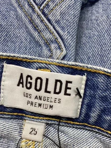 Džínsová sukňa Agolde modrá
