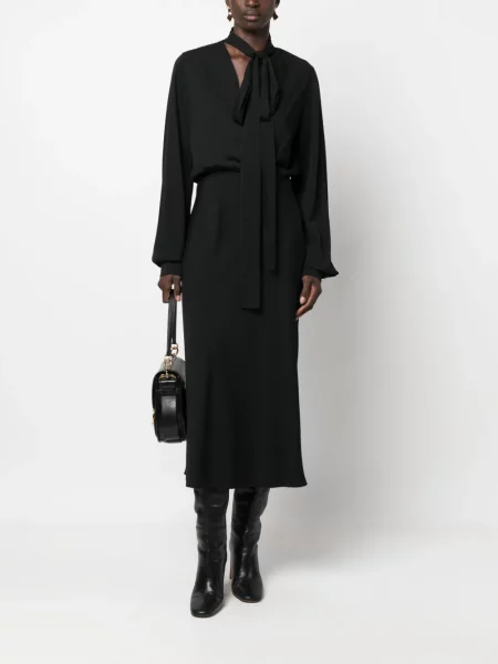 Šilkinė kostiumas midi suknelė Sportmax iki kelių juoda