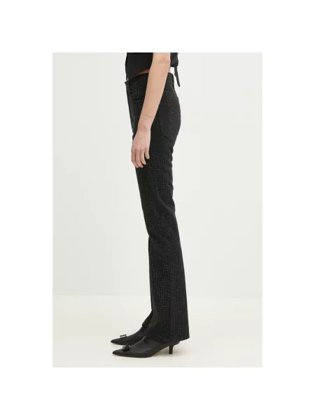 Fiorucci jeansy Rhinestone Flared high waist czarne