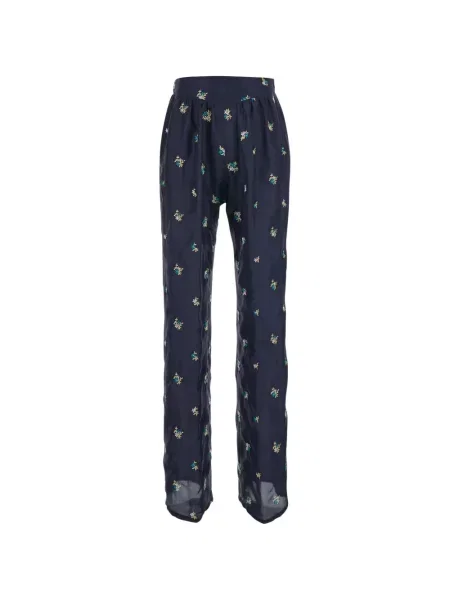 Pantaloni Forte_forte cu model floral cu imagine albastru