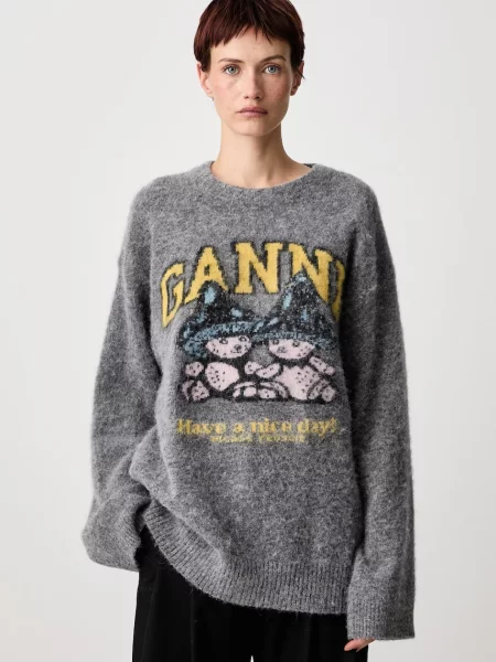 GANNI Mushroom Teddy pulover cu lână pentru femei