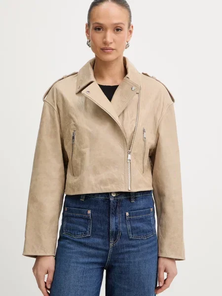 BOSS Orange geacă de piele C Salace bej