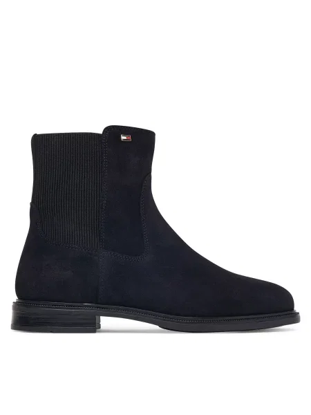 Tommy Hilfiger Gležnjarji Chelsea Enamel Flag Suede Ankle Chelsea Mornarsko modra