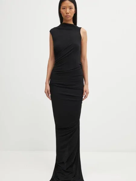 Rick Owens Lilies rochie din amestec de lână Eva Gown maxi mulată negru
