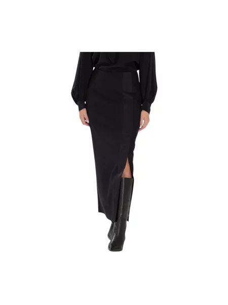 Spódnica midi Momoni wełniana do kolan czarna