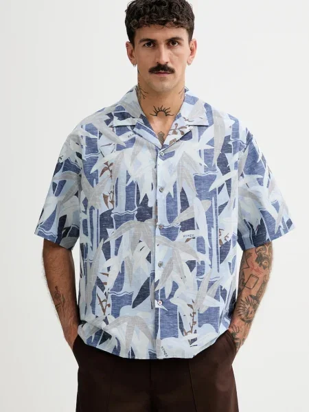 Риза с лен Kenzo синьо