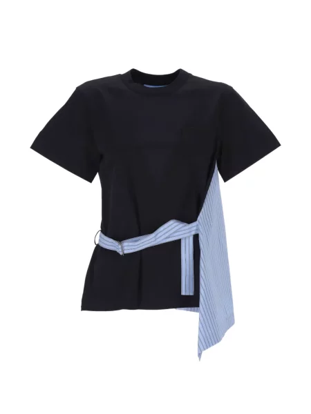 Cu centură tricou Sacai asimetric albastru