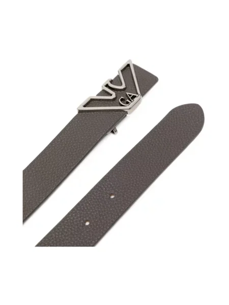 Pasek Emporio Armani skórzany z logo szary