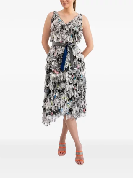 Rochie midi Baruni cu franjuri alb