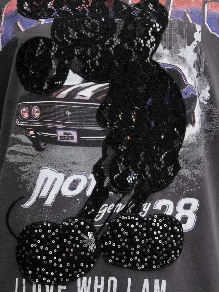 Кружевная футболка Desigual серая